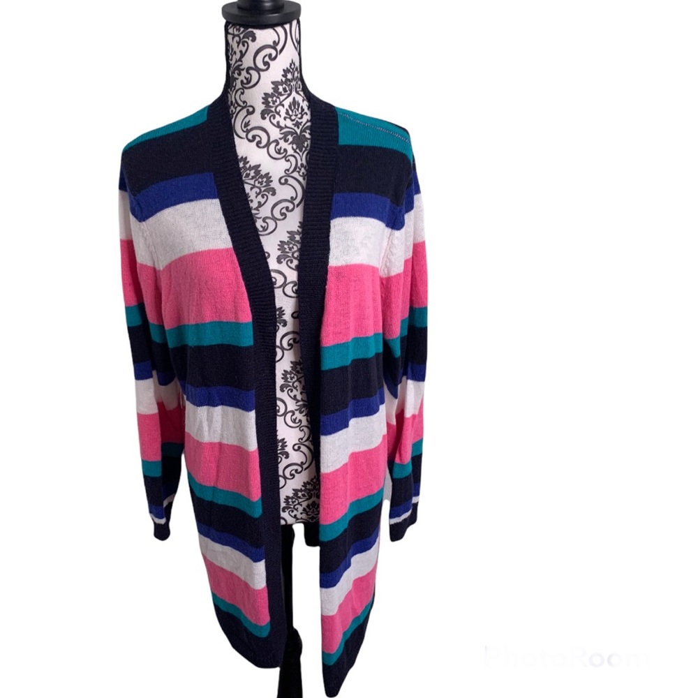 Lane Bryant Multi Striped Long Cardigan Sweater